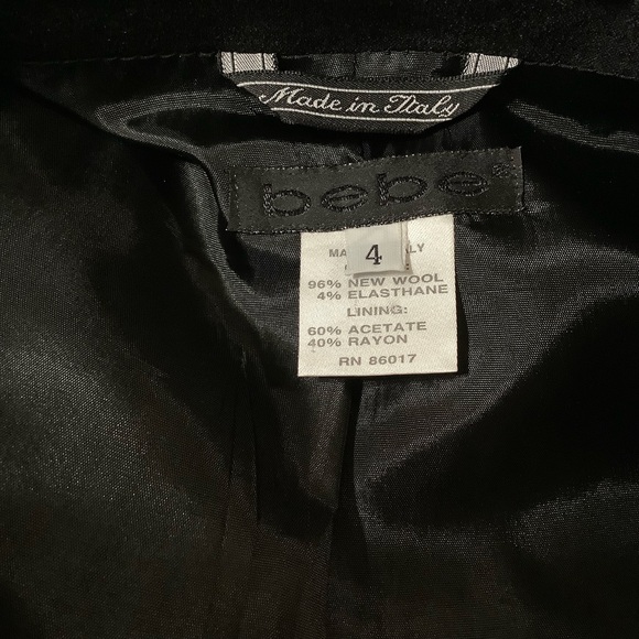 BEBE MADE IN ITALY New Wool Black Blazer/Jacket Size 4 - Picture 11 of 15
